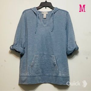 M - NWT Cathy Daniels Blue 3/4 Sleeve Hoodie Top